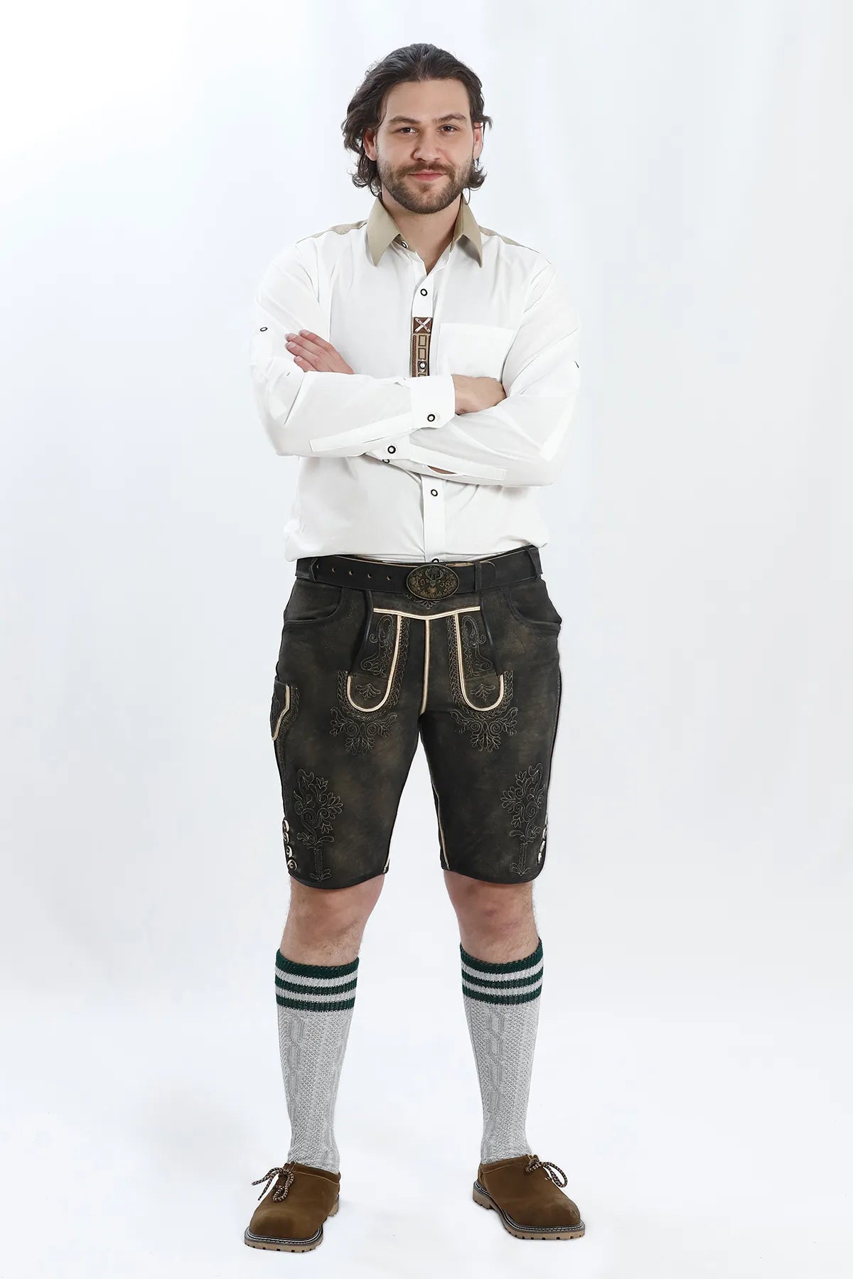 Traditional Lederhosen Men Outfit Onyx Black US 32