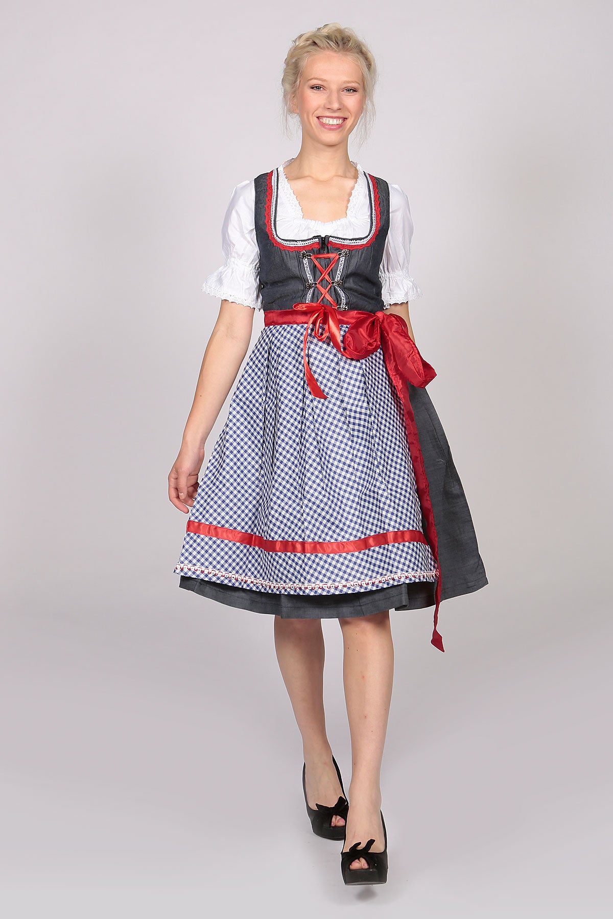 Denim Blue Midi German Dirndl – Lederhosen Store