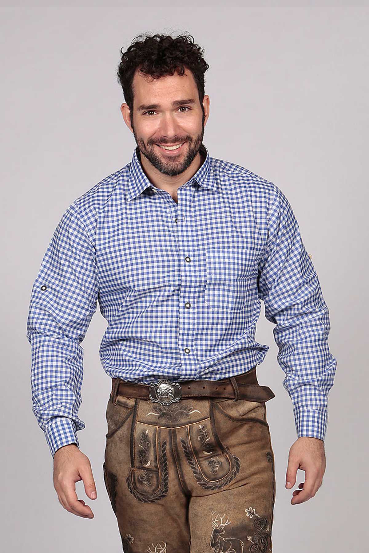 Shirt Small Checkered Cobalt Blue – Lederhosen Store