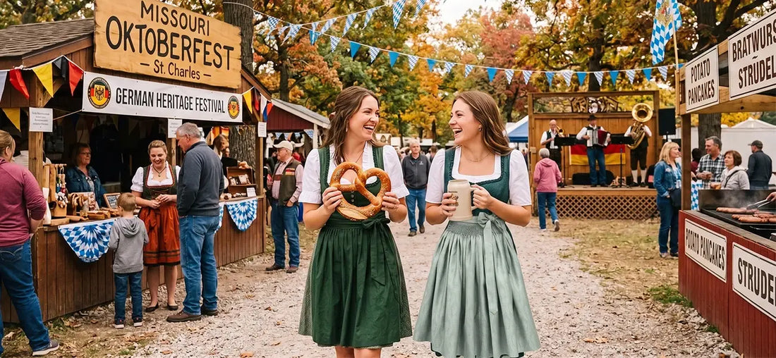 Oktoberfest in Missouri 2026 showcasing traditional German culture, dirndl dresses, local food stalls, and live entertainment.