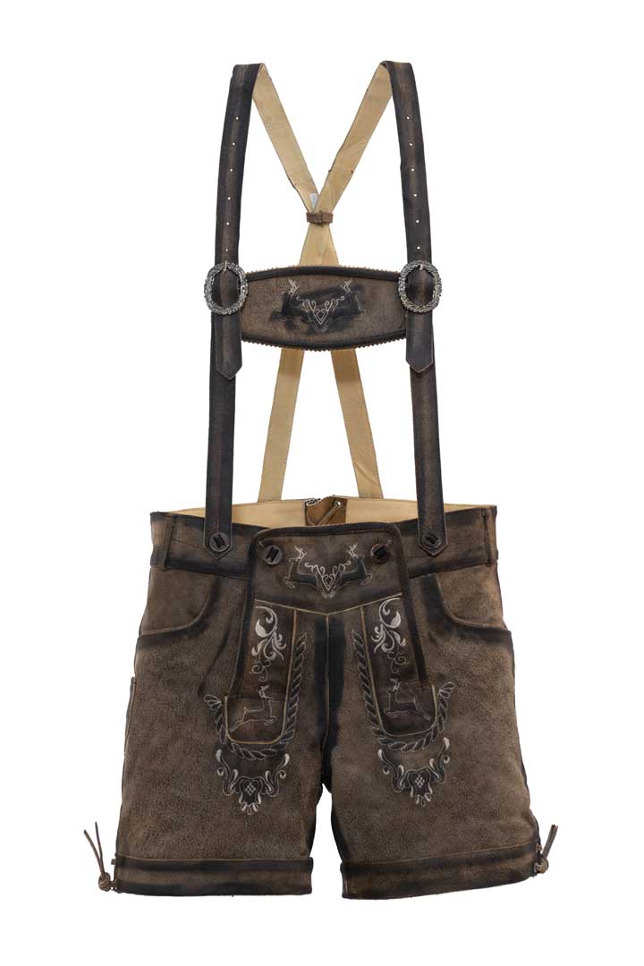 Embroidered Lederhosen for Women Coffee Brown