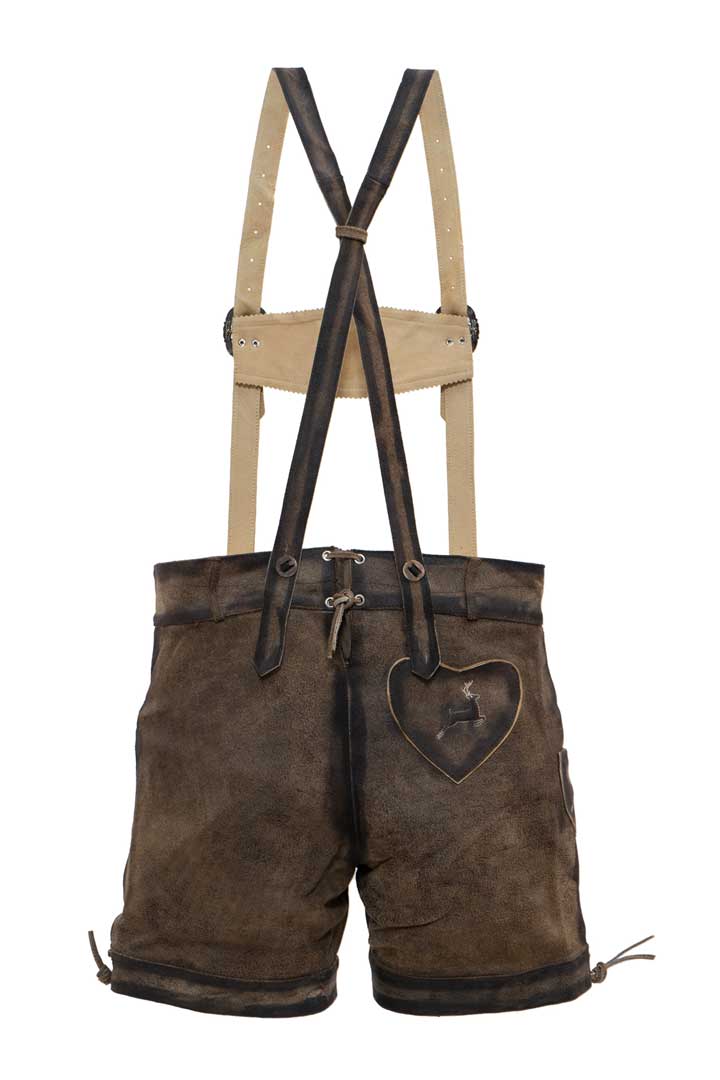 Embroidered Lederhosen for Women Coffee Brown