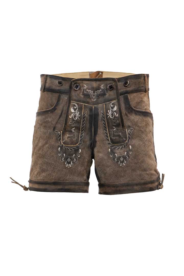 Embroidered Lederhosen for Women Coffee Brown