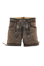Embroidered Lederhosen for Women Coffee Brown