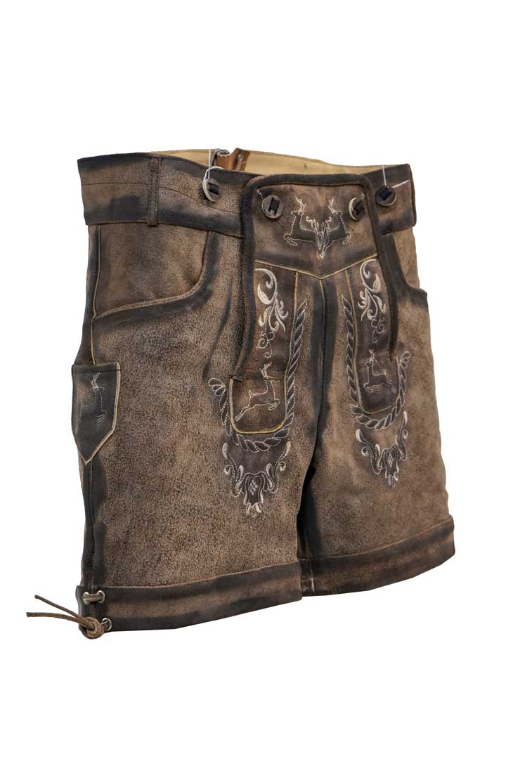 Embroidered Lederhosen for Women Coffee Brown