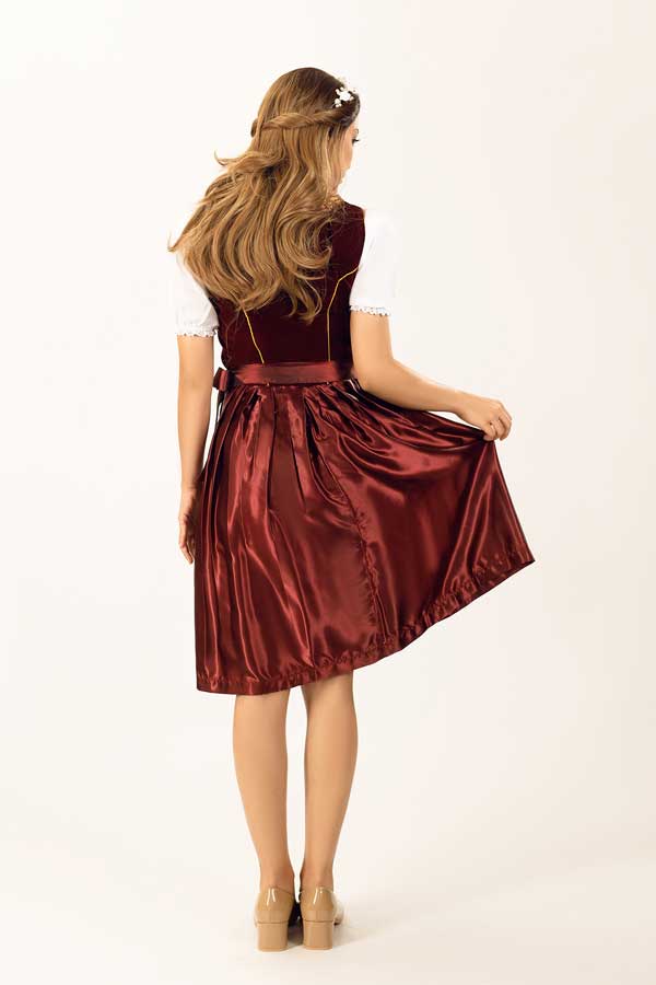 Luxurious Velvet Maroon Midi Dirndl Dress