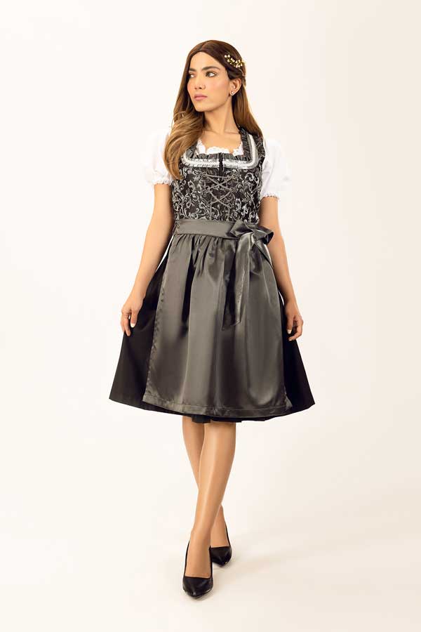 Ilse Silver White Midi Dirndl