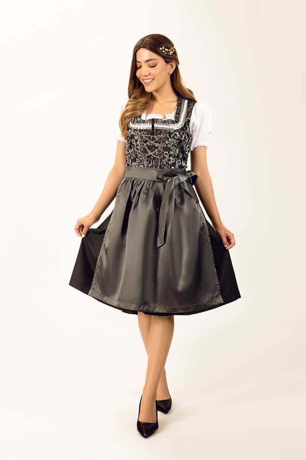 Ilse Silver White Midi Dirndl