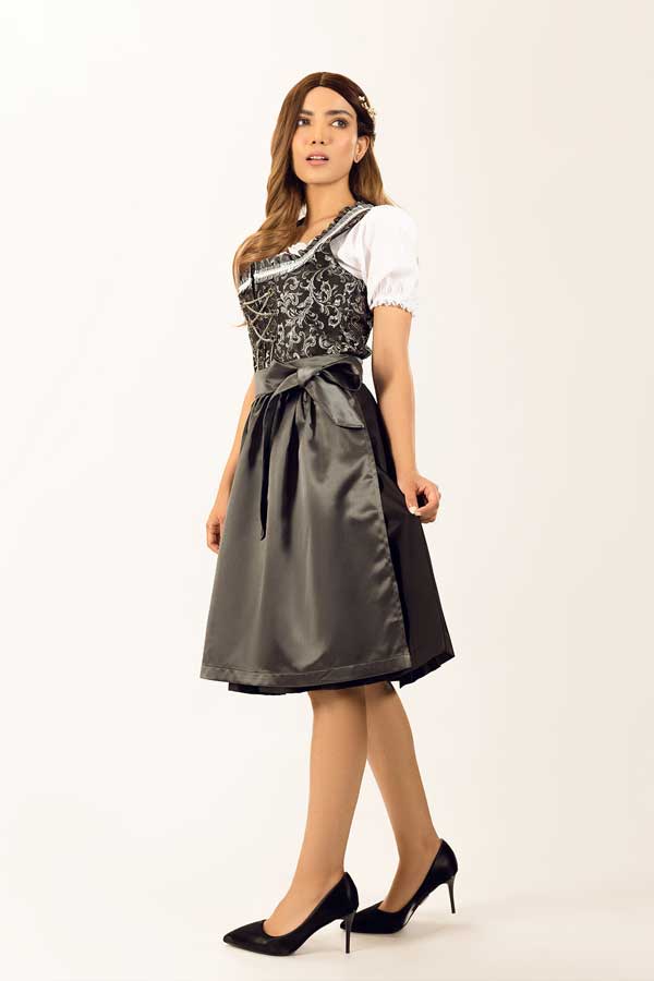 Ilse Silver White Midi Dirndl