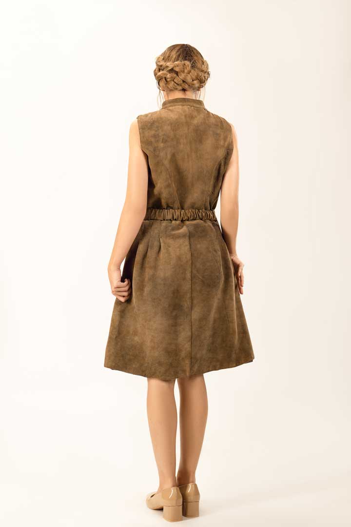 Modern Tracht Leather Dress Elisa Forest Brown