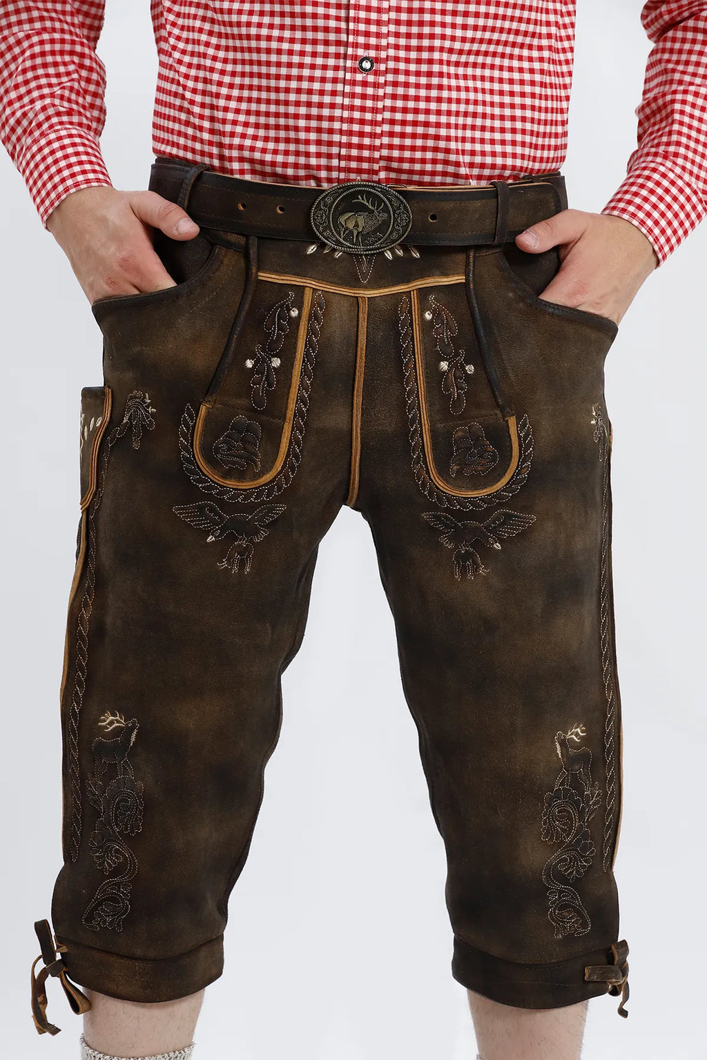 Authentic German Bundhosen For Men in Vintage Brown