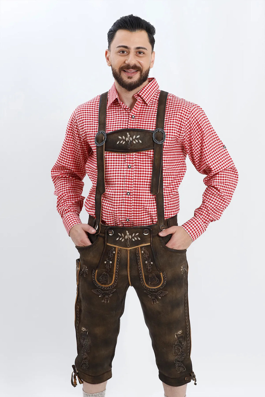 Authentic German Bundhosen For Men in Vintage Brown