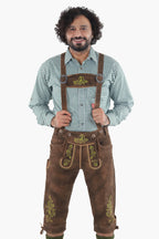 Knee Length Brown Lederhosen for Men