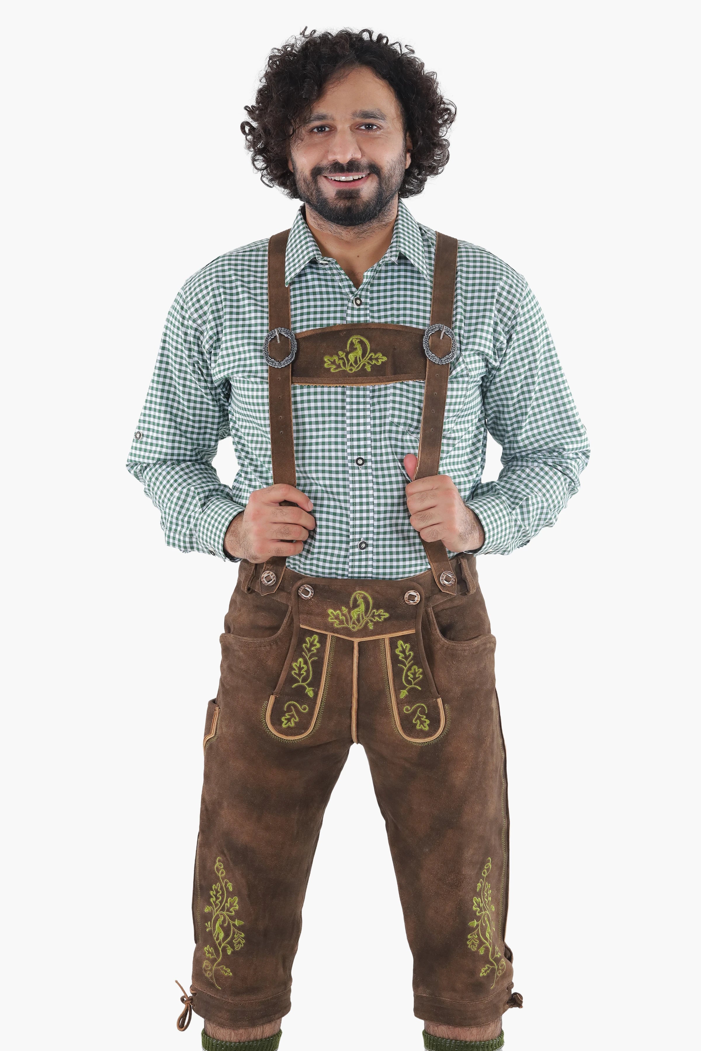 Knee Length Brown Lederhosen for Men