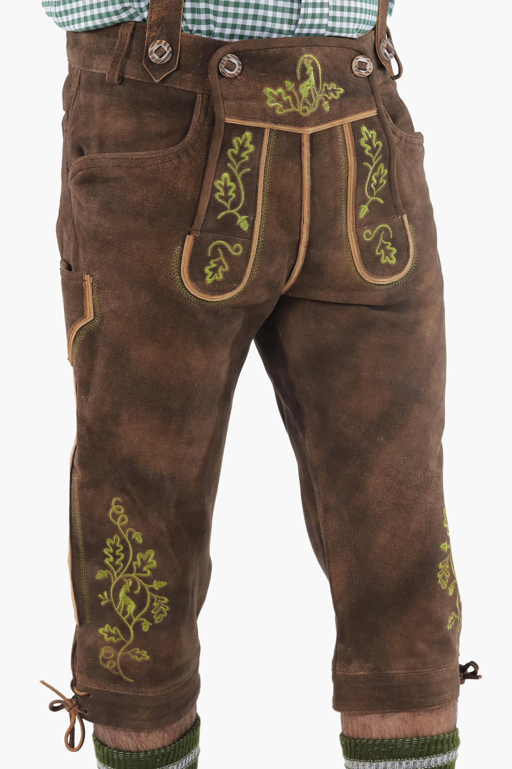 Knee Length Brown Lederhosen for Men