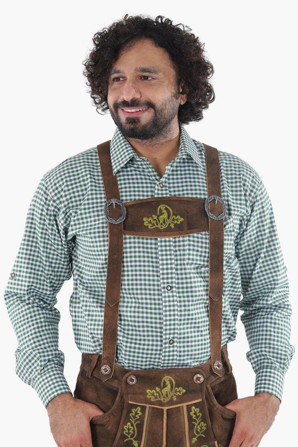 Knee Length Brown Lederhosen for Men