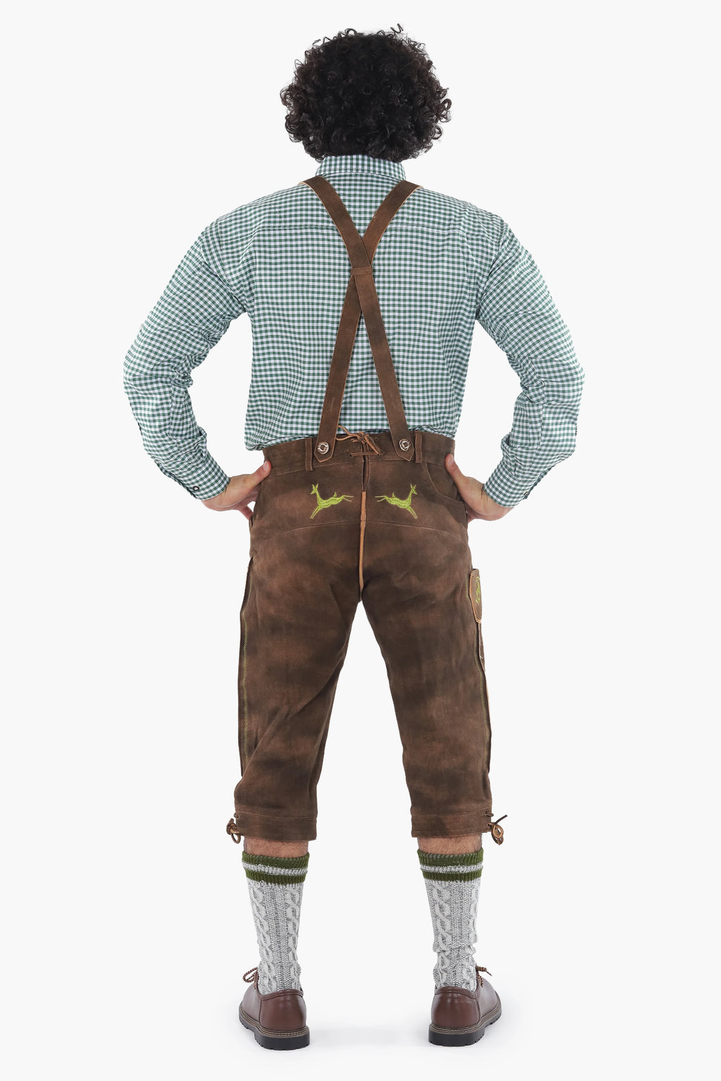 Knee Length Brown Lederhosen for Men