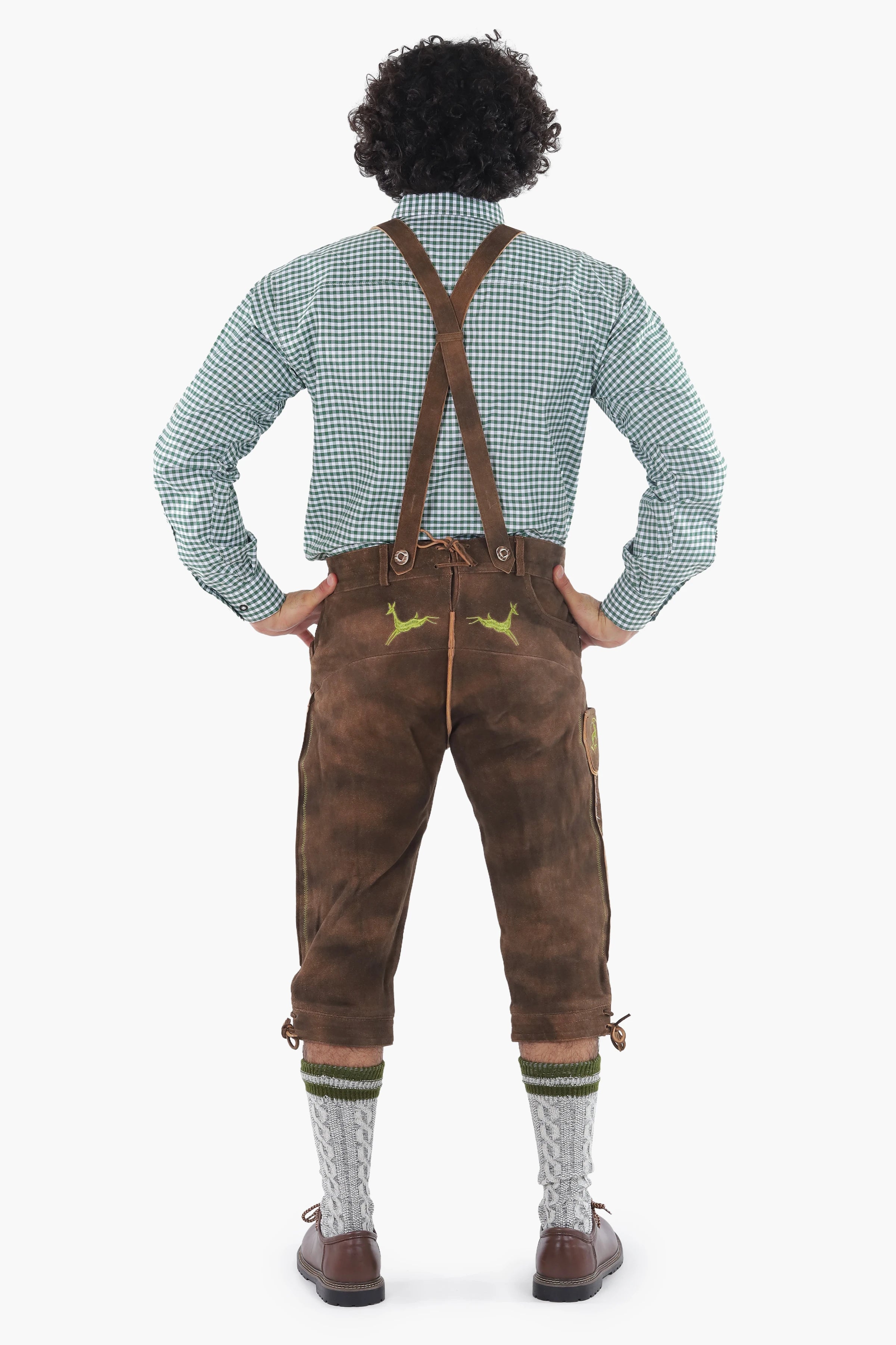 Knee Length Brown Lederhosen for Men