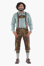 Knee Length Brown Lederhosen for Men