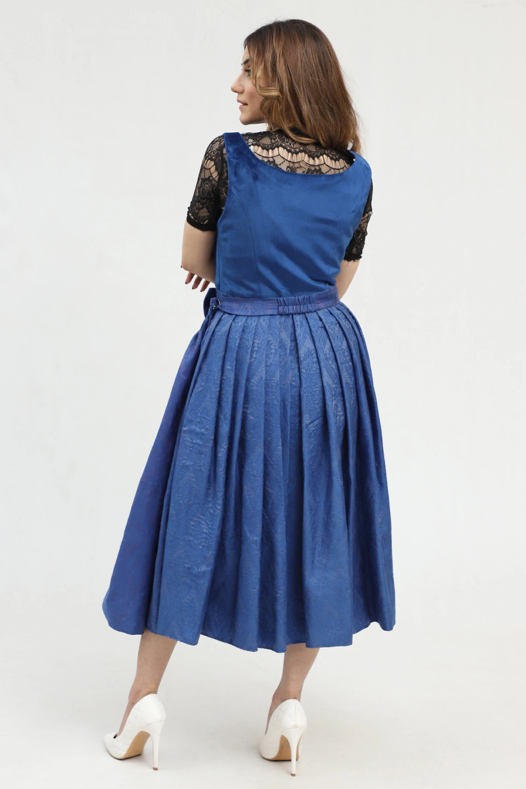 Blue Midi dirndl with velvet bodice