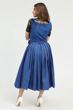 Blue Midi dirndl with velvet bodice
