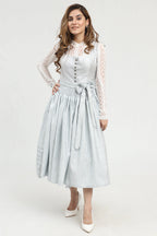 Authentic Dirndl for Oktoberfest in Blue Color and Matching Apron