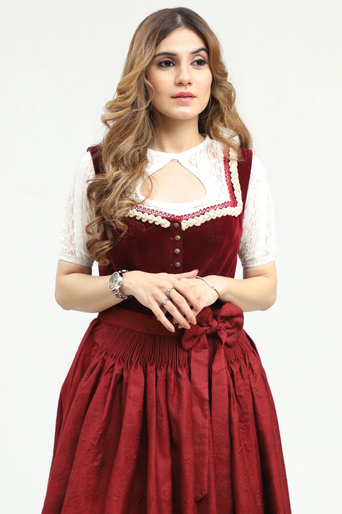 Rich Maroon Dirndl Stunning German Traditional Dress