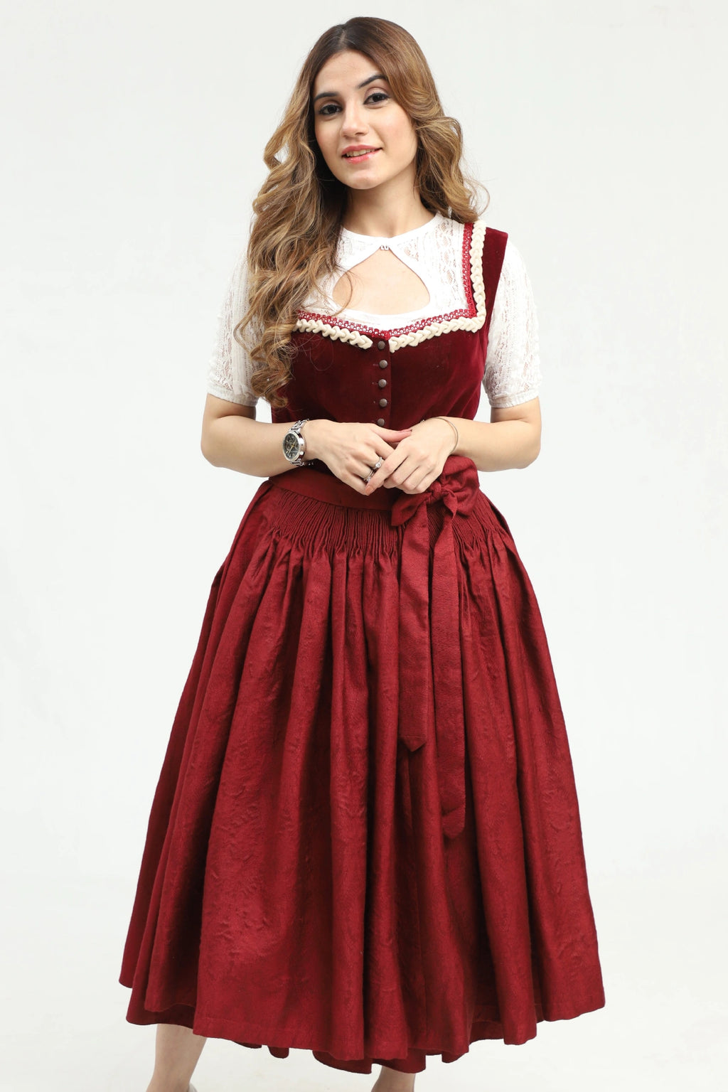 Rich Maroon Dirndl Stunning German Traditional Dress