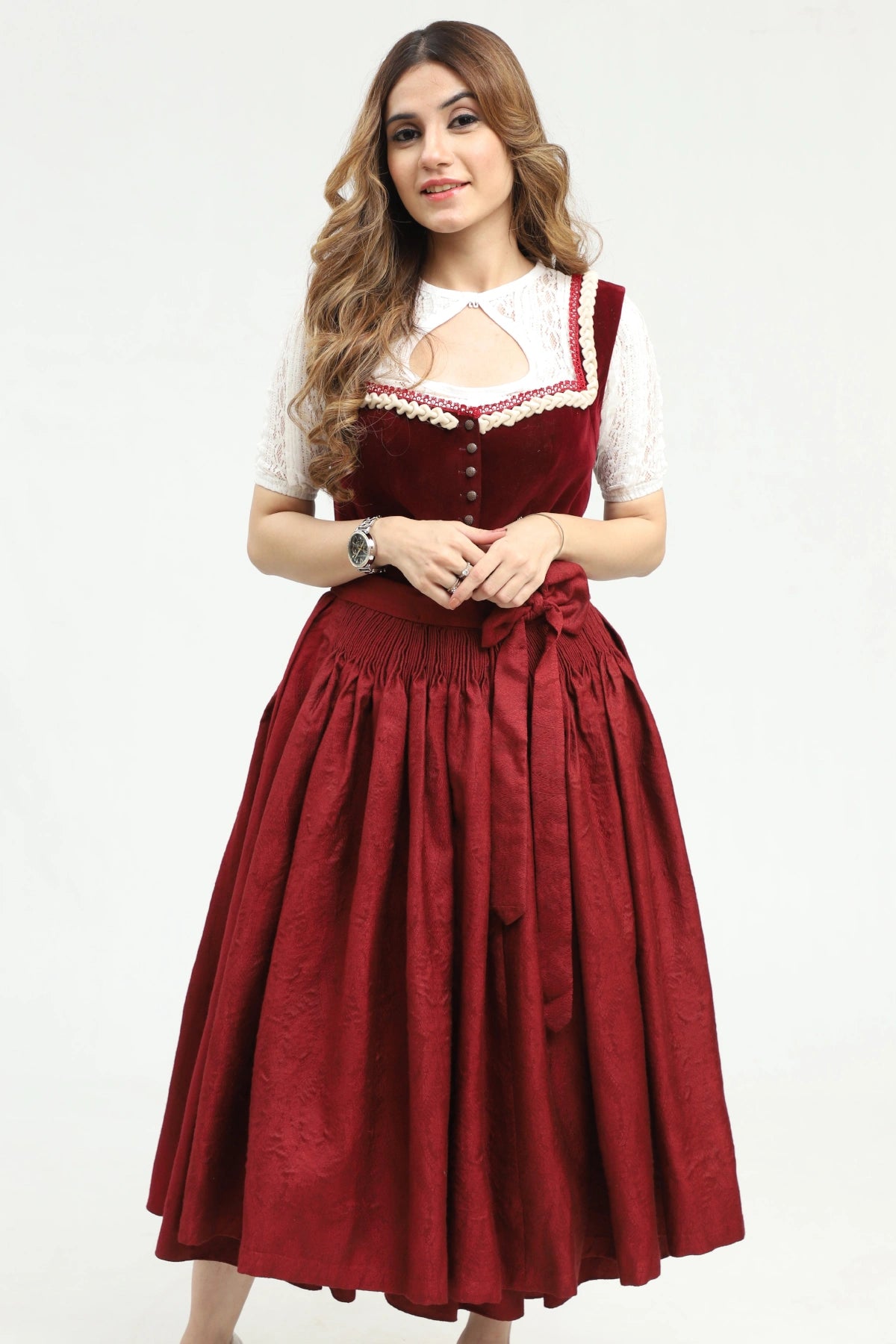 Rich Maroon Dirndl Stunning German Traditional Dress