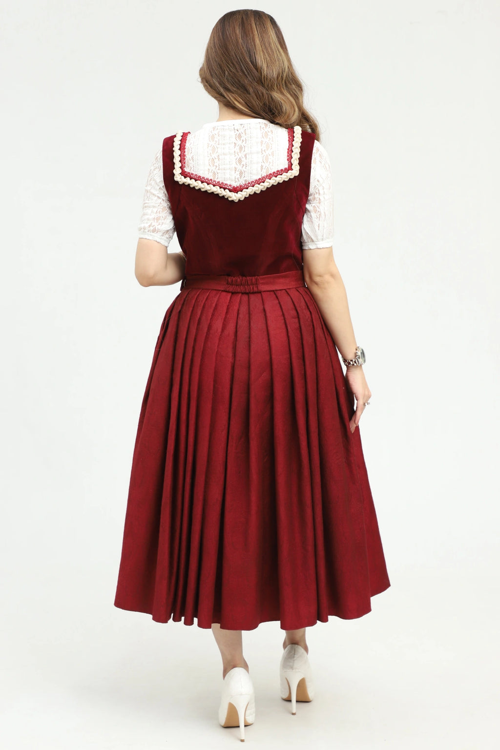 Rich Maroon Dirndl Stunning German Traditional Dress