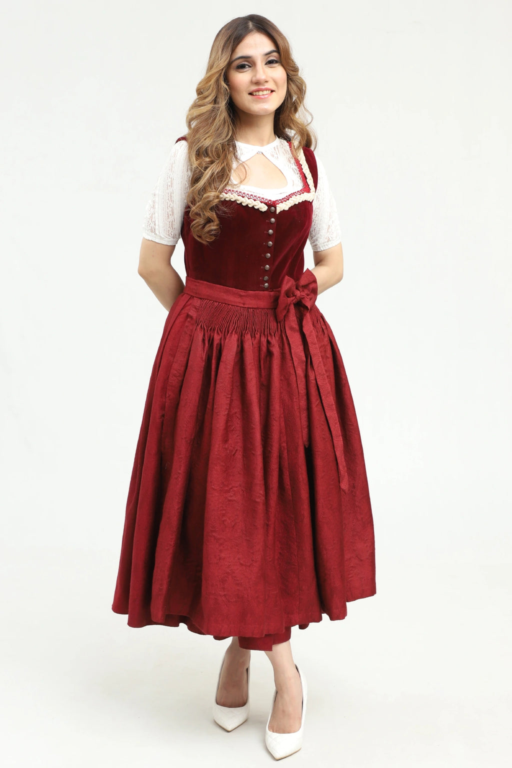 Rich Maroon Dirndl Stunning German Traditional Dress