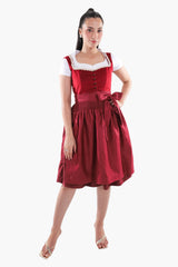 Maroon Traditional Dirndl with Satin Tie Apron