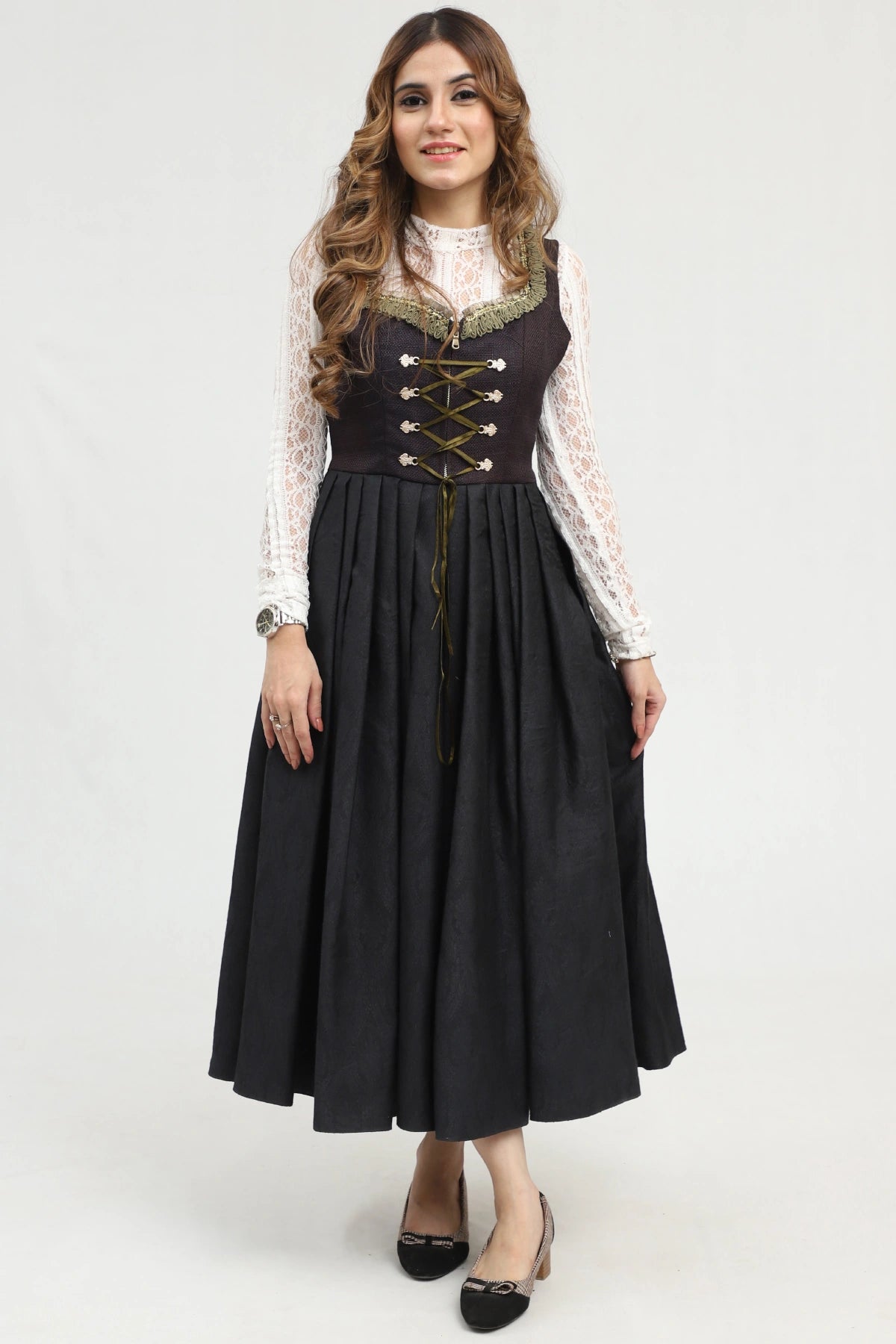 Radiant Black Standout Bavarian Dirndl XL