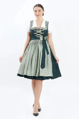 Green Dirndl Dress with Jacquard Apron Bow