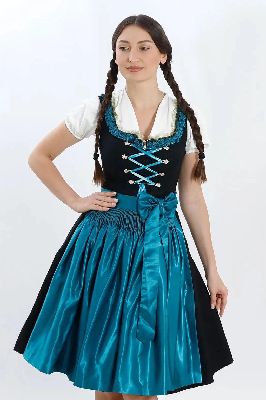 Luxury Elegant Black Midi Dirndl Dress