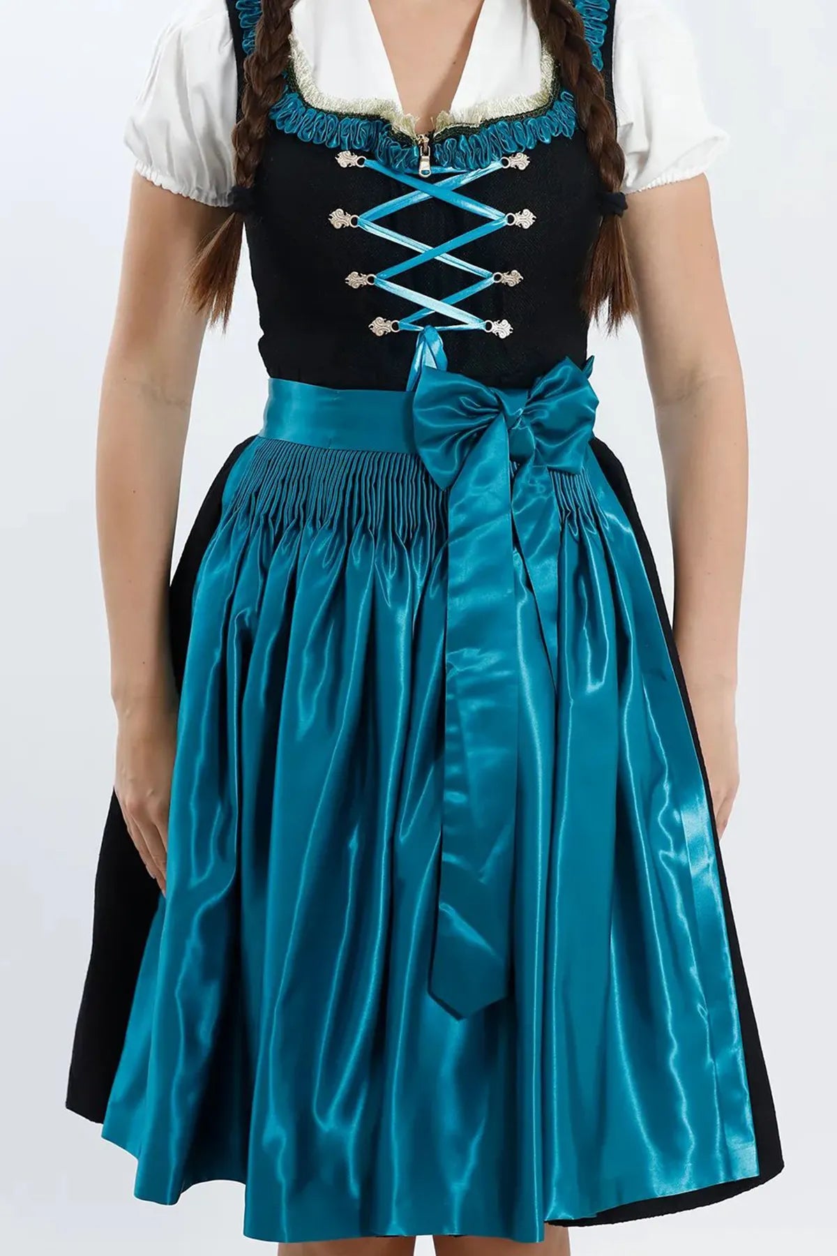 Luxury Elegant Black Midi Dirndl Dress Luxury Elegant Black Midi Dirndl Dress