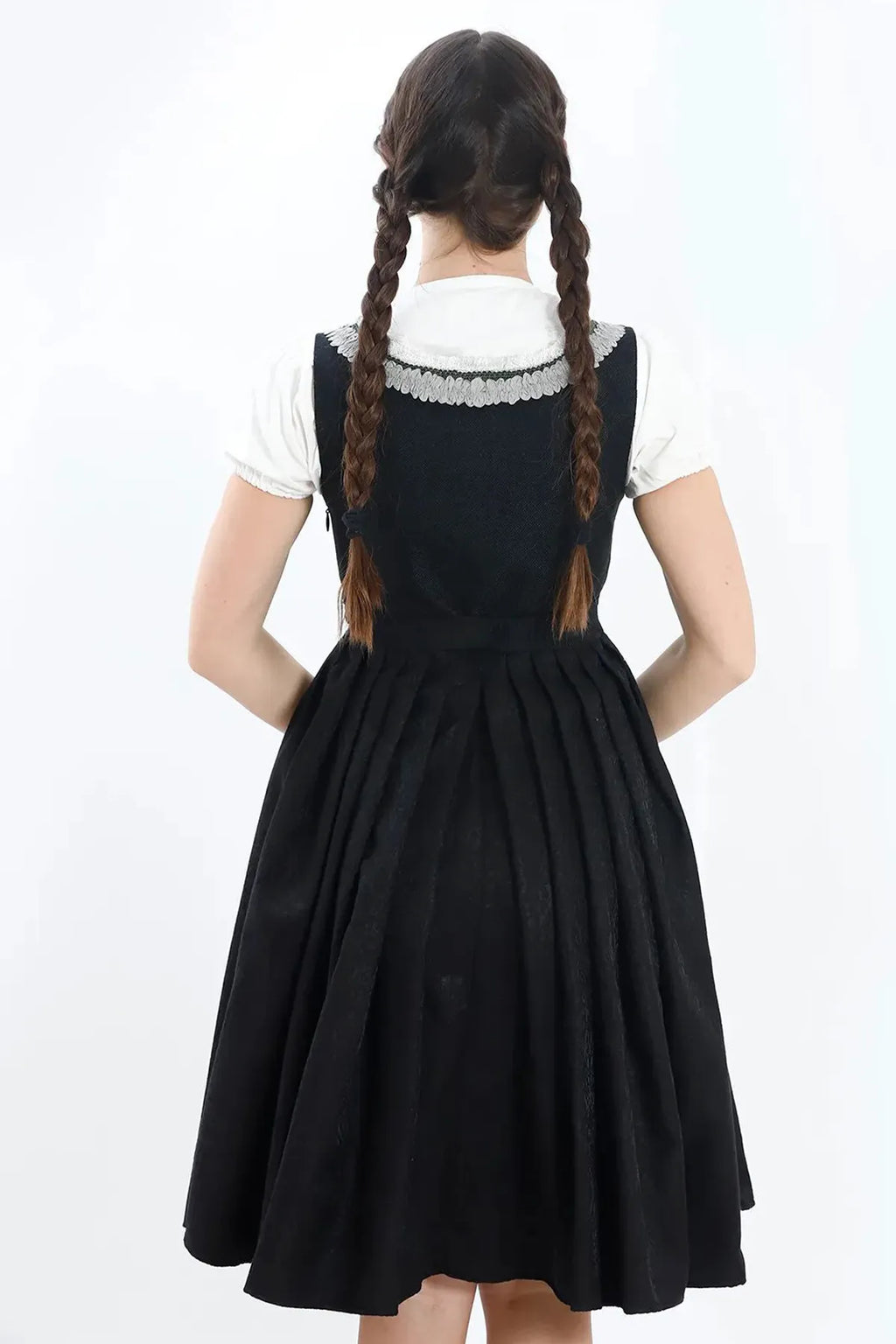 Luxury Black Silver Midi Dirndl Dress