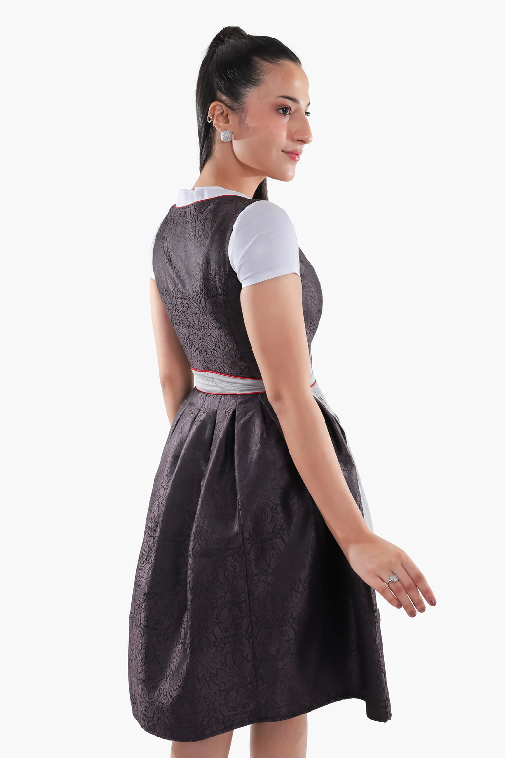 Timeless Bavarian Black Dirndl with Red Accents
