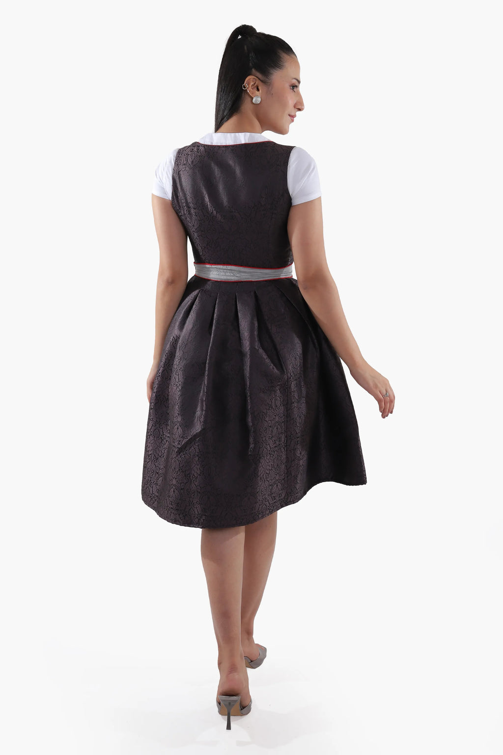 Timeless Bavarian Black Dirndl with Red Accents