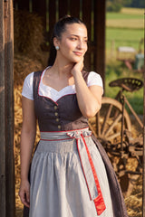 Timeless Bavarian Black Dirndl with Red Accents
