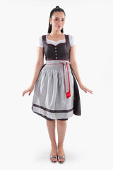 Black Dirndl Dress with Gray Cotton Apron