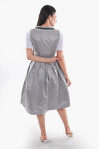Midi Dirndl Dress Luxury Silver Grey Elegance