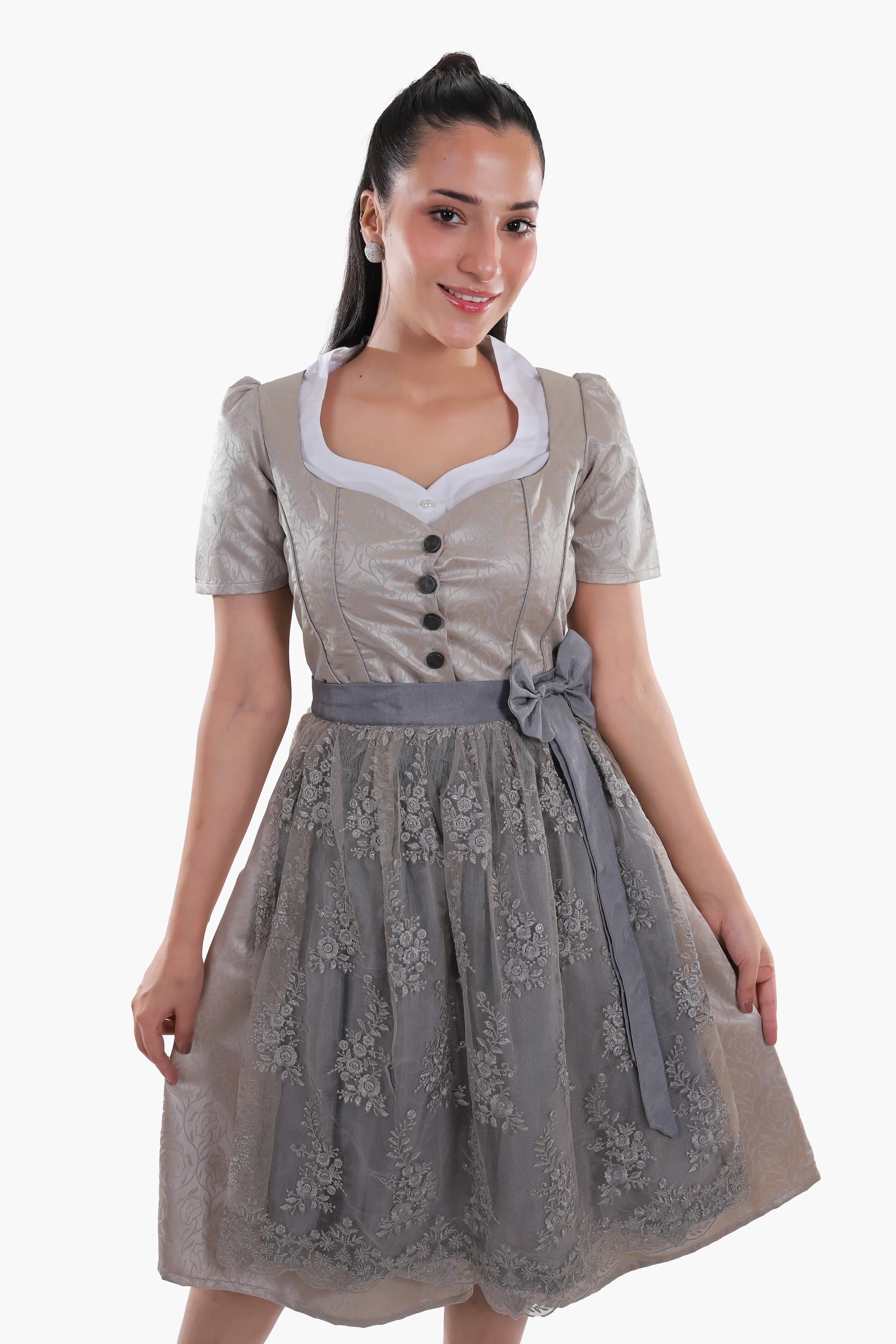 Bavarian Edition Luminous Silver Midi Dirndl Dress
