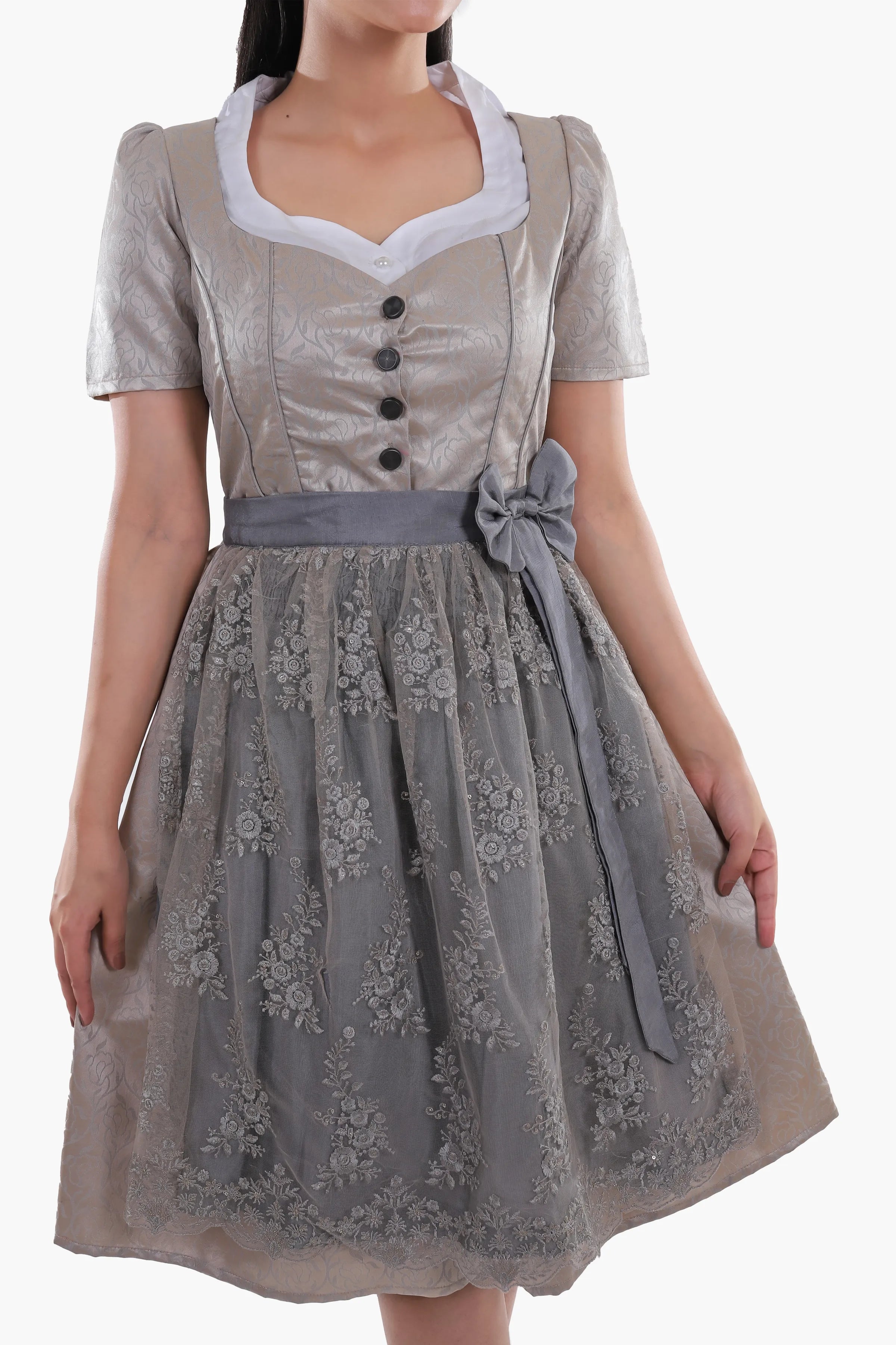 Bavarian Edition Luminous Silver Midi Dirndl Dress