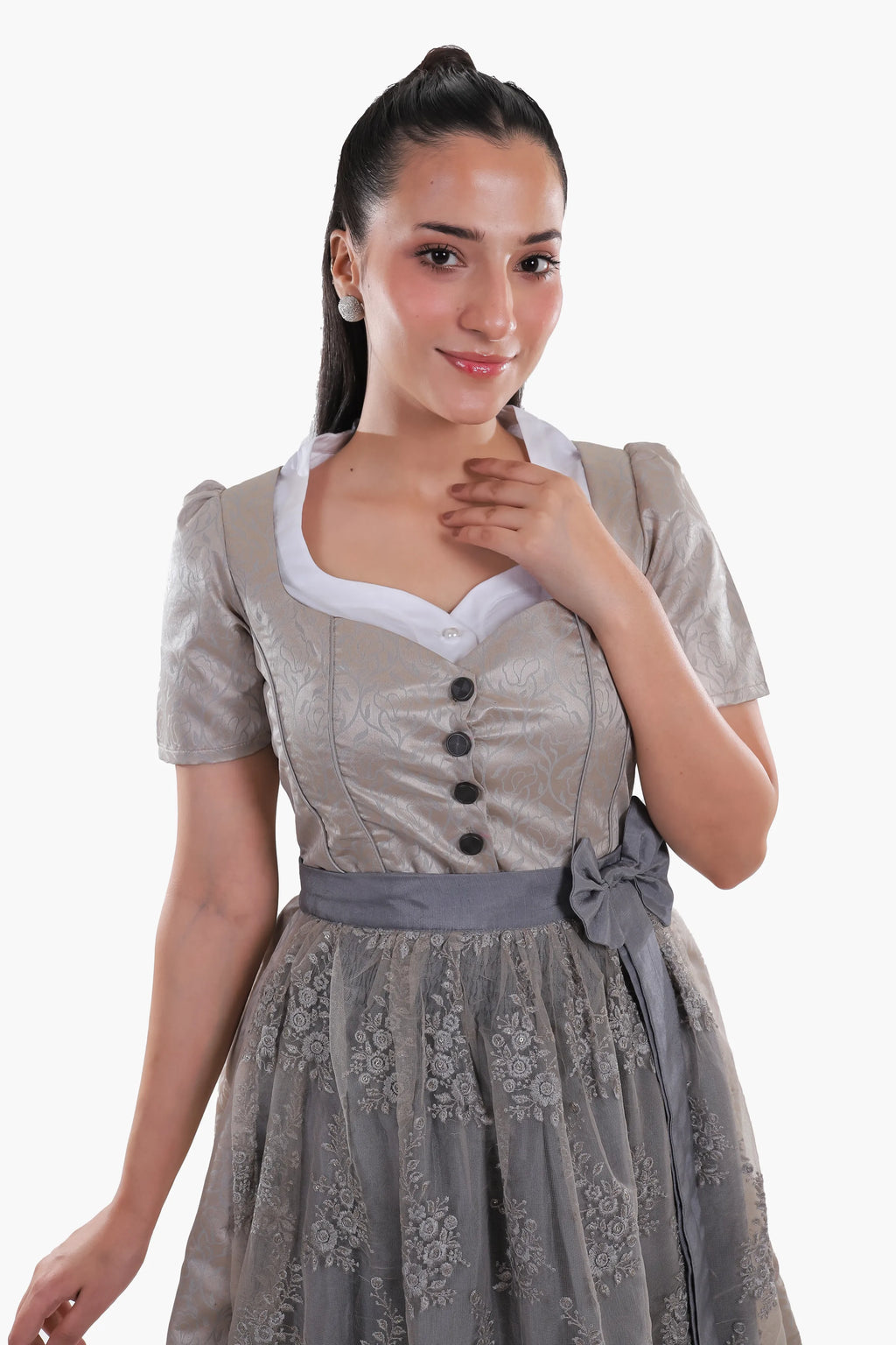 Bavarian Edition Luminous Silver Midi Dirndl Dress S