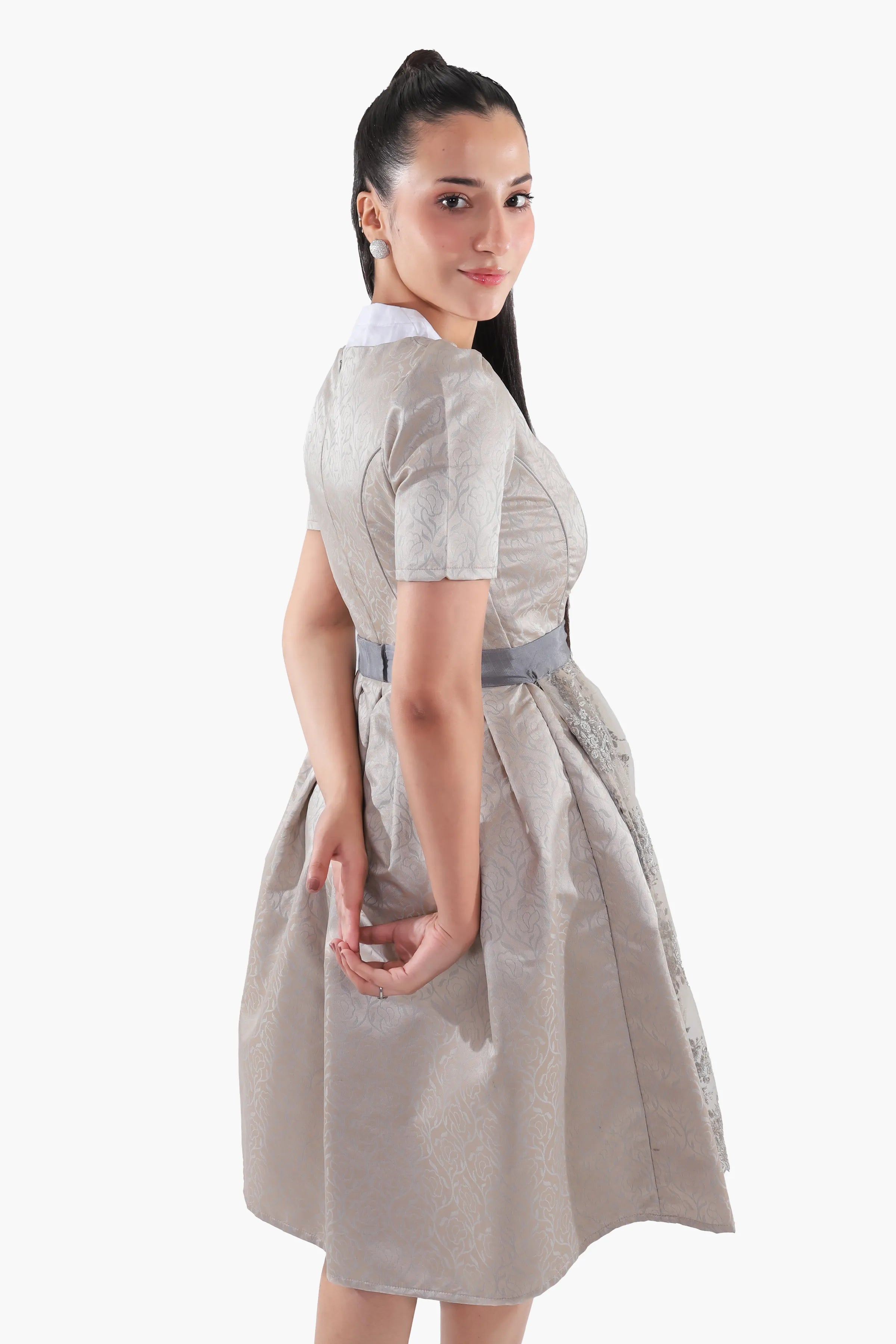 Bavarian Edition Luminous Silver Midi Dirndl Dress