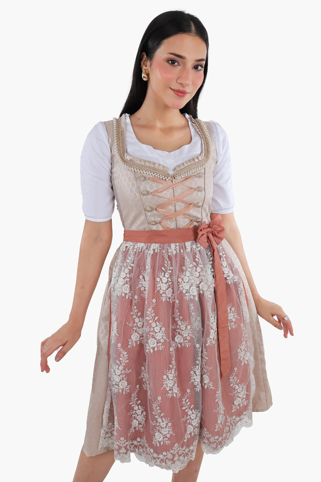 Bavarian Edition Rose Gold Midi Dirndl Dress