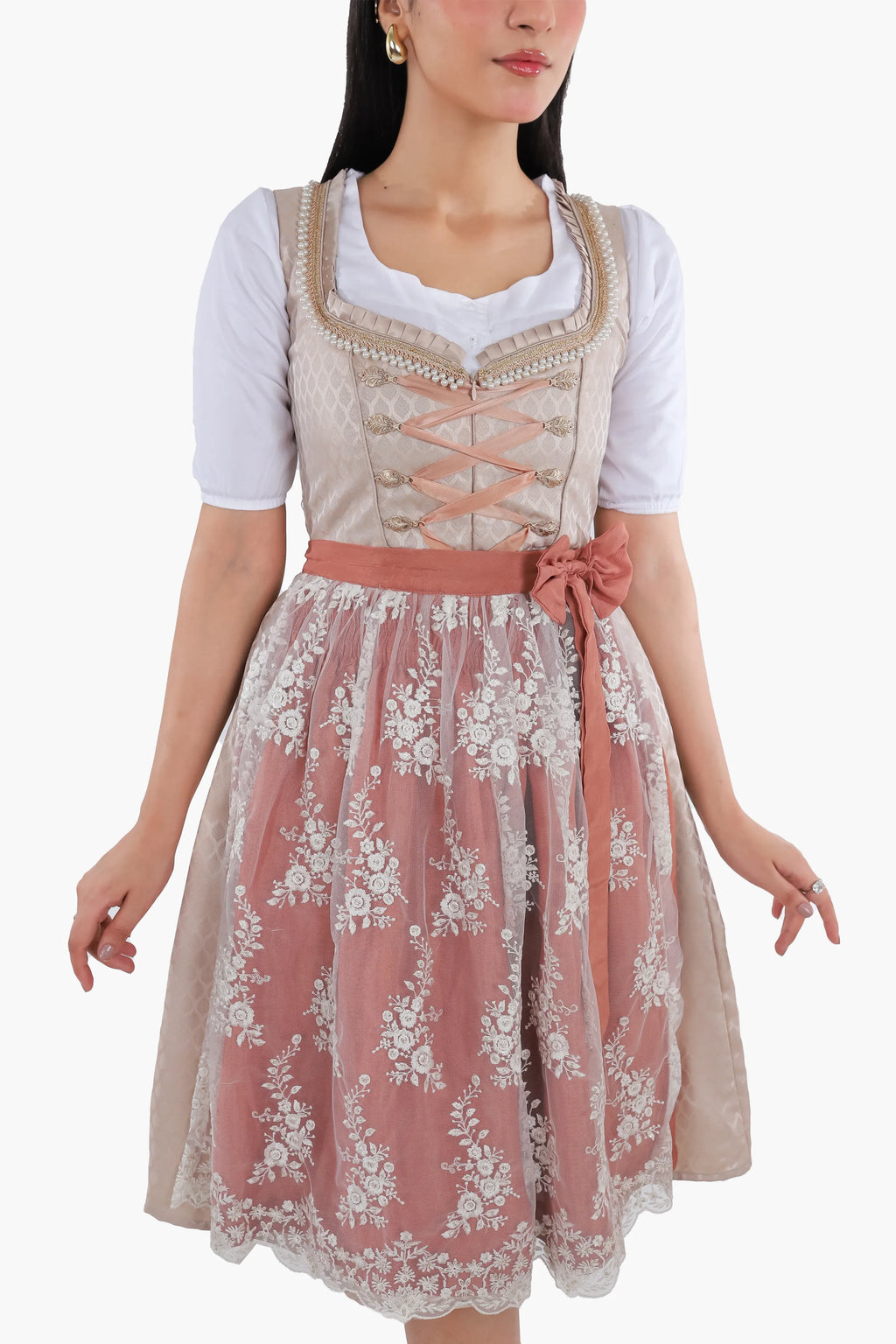 Bavarian Edition Rose Gold Midi Dirndl Dress