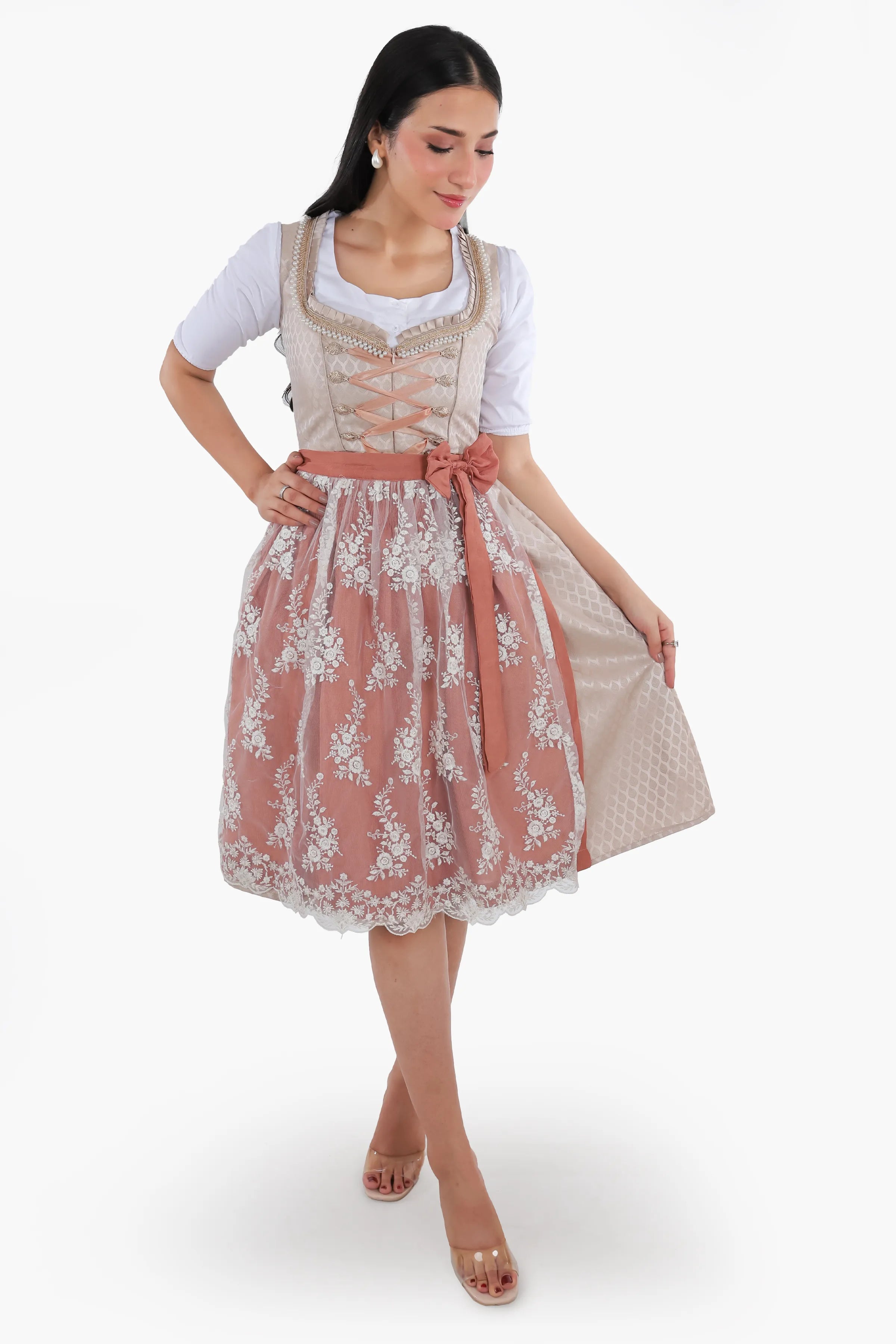 Bavarian Edition Rose Gold Midi Dirndl Dress