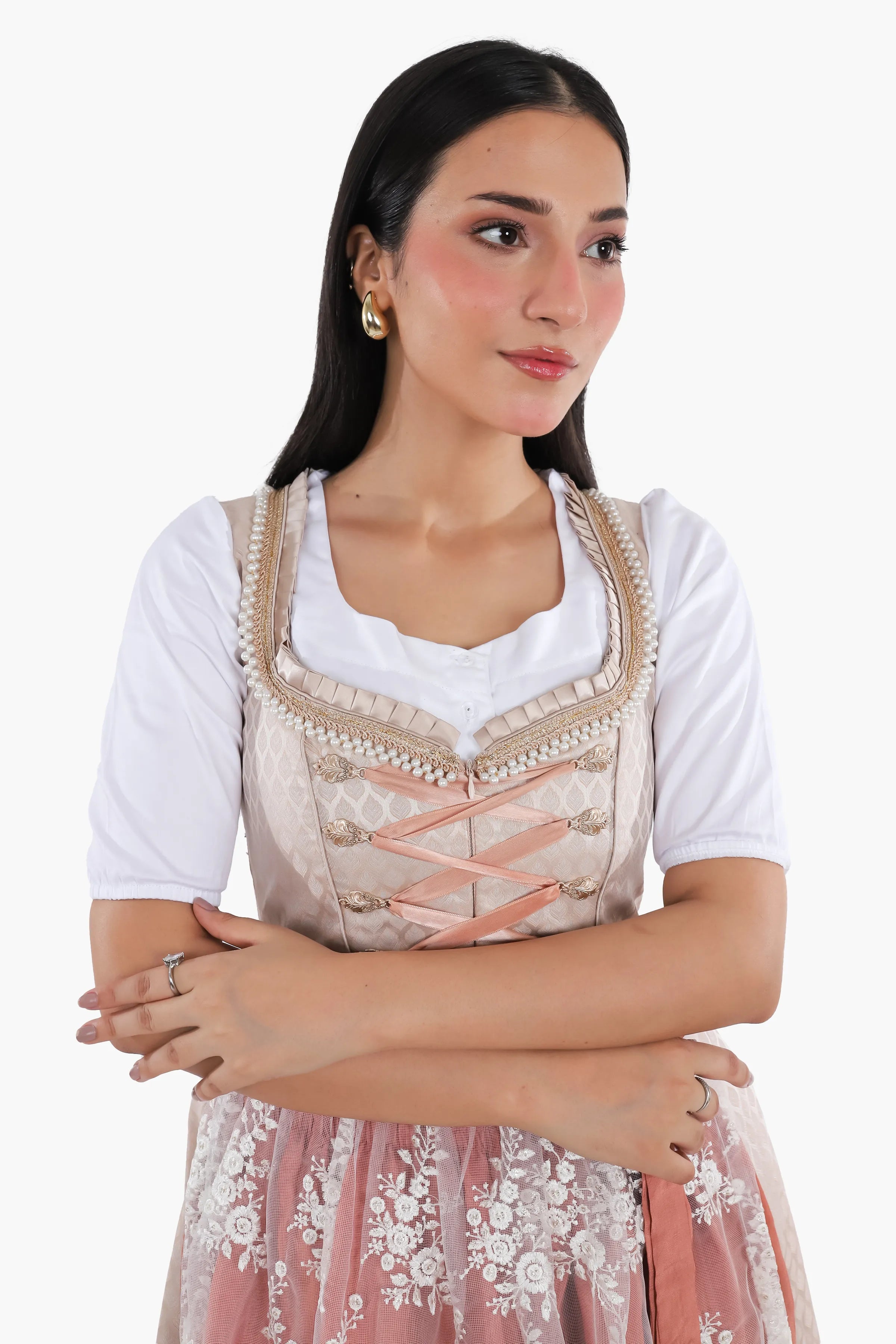 Bavarian Edition Rose Gold Midi Dirndl Dress